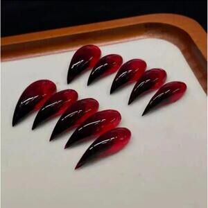Handmade Red Ombre Black Dragon CLAW Press on Nails kit Dragon claw thick
